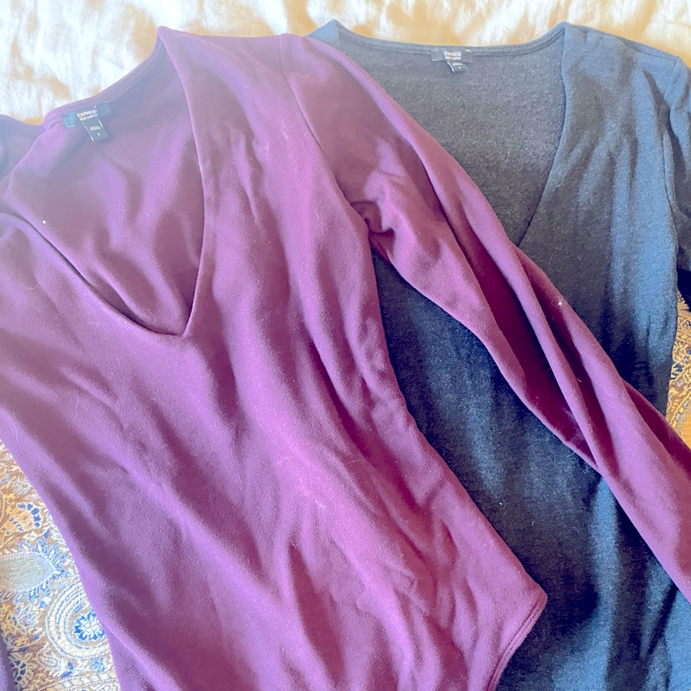 Express size small contour, v-neck bodysuit(s)